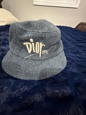Dior Blue Embroidered Logo Bucket Hat